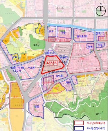 북창동 지구단위계획구역 사업지 위치도