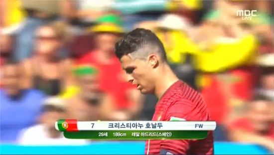 ▲포르투갈은 가나와의 조별리그 최종전에서 호날두가 결승골을 터뜨려 승리를 거뒀지만 16강 진출에는 실패했다. (사진:MBC 영상 캡처)