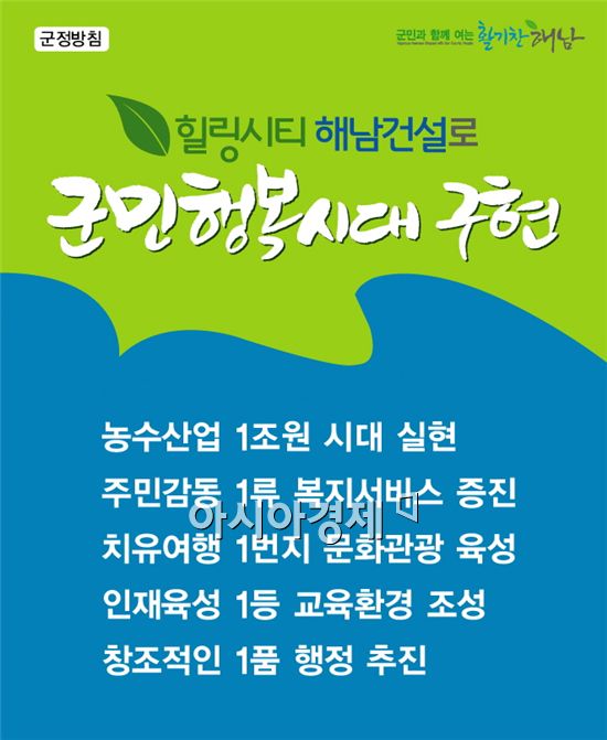 해남군 민선6기 슬로건 ‘활기찬 해남’