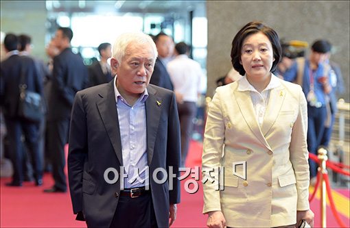 [포토]회의 참석하는 김한길·박영선