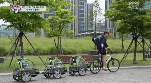 ▲송일국 자전거 '송국열차'(사진: KBS2 방송화면 캡처)