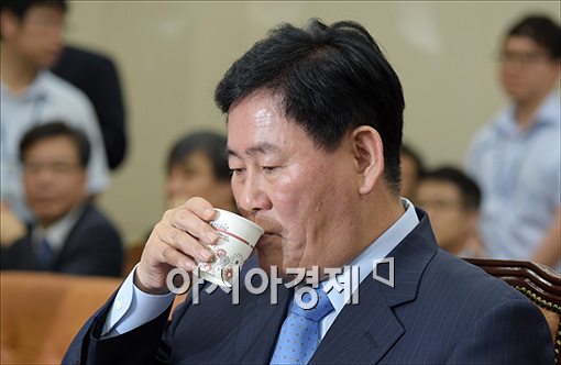 [포토]물 마시는 최경환 후보자