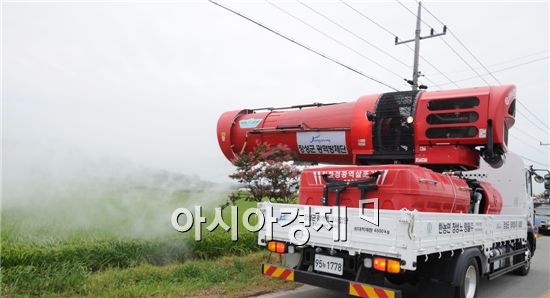 장성군, 친환경 벼 공동방제 추진