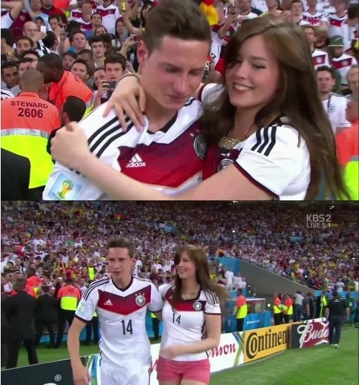 드락슬러와 여자친구, 그라운드 돌며 독일 우승 기쁨 만끽 (사진:KBS 캡처)