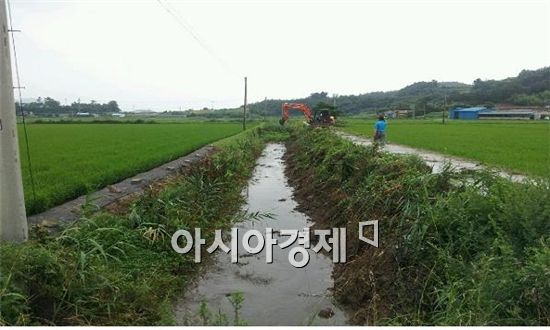 장흥군, 집중호우 대비 농경지 토사 용·배수로 일제정비