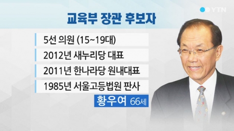 황우여, 새 교육부장관 후보자로 내정…김명수는 지명 철회