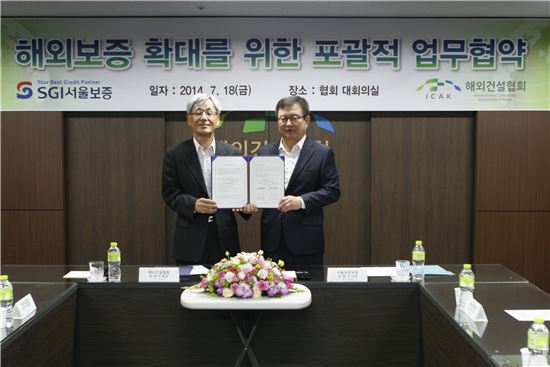 서울보증-해건협, '해외보증 확대 업무협약' 체결