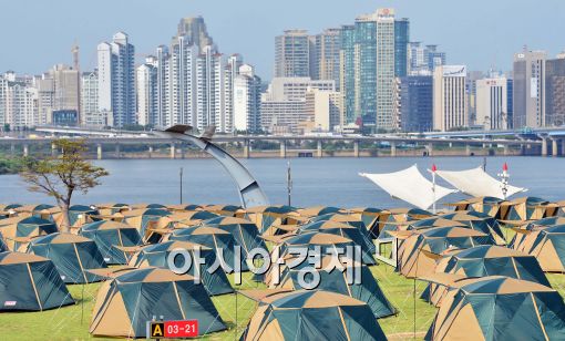 [포토]개장 앞둔 한강 여름 캠핑장