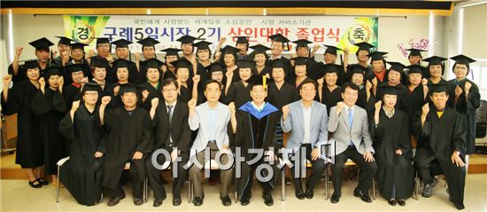 구례군(군수 서기동)은 5일 종합사회복지관 평생교육실에서 구례 5일시장 제2기 상인대학 졸업식을 가졌다.
