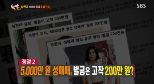 성현아, 성매매 혐의 유죄 판결(사진:SBS '한밤의  TV 연예' 캡처)
