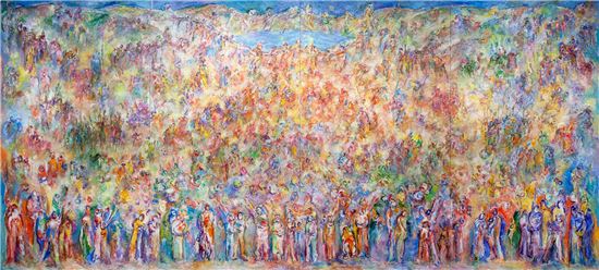 사인여천-무량화(事人如天-無量花), 2014, 600x270cm, Oil on Canvas