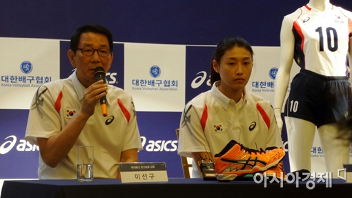 이선구 여자배구대표팀 감독(왼쪽)과 주장 김연경