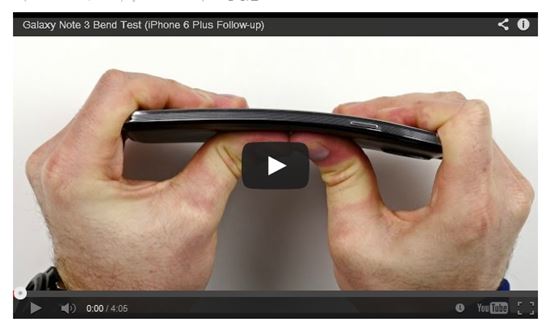 '구부리기'테스트서 아이폰6+만 손상…아이폰6·갤럭시노트3는 통과