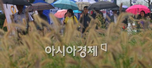 [포토]가을비 내리는 서울, 쌀쌀한 날씨 속