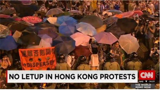 홍콩 우산 시위 확산, "홍콩 시내 우산으로 뒤덮였다"…'대륙'향한 분노의 물결