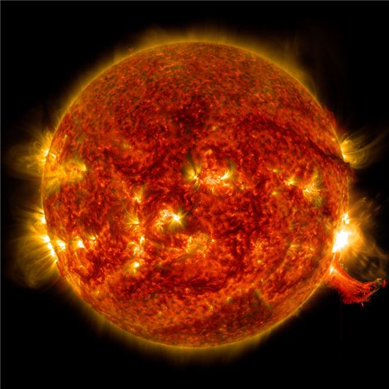 ▲이번 태양 폭발은 M 등급에 해당된다.[사진제공=NASA]