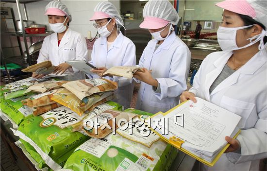 [포토]광주북구, 친환경 우수농산물 학교급식 점검