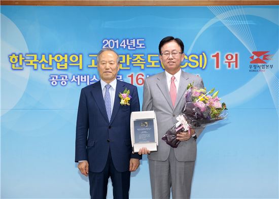 김준호 우정사업본부장(오른쪽)과 허태학 CS경영위원회 위원장
