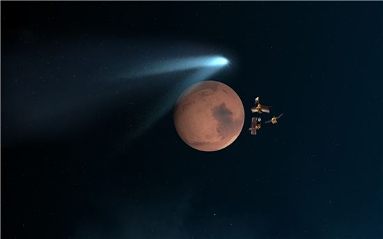 ▲혜성이 통과한 이후 탐사선들은 무사한 것으로 알려졌다. 혜성이 지날 때 탐사선들은 '회피 작전'을 펼쳤다.[사진제공=NASA]