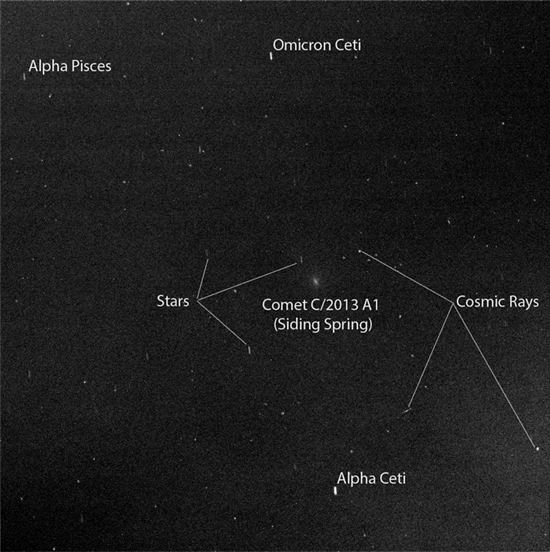 ▲오퍼튜니티가 화성 표면에서 촬영한 '사이딩 스프링'혜성.[사진제공=NASA]