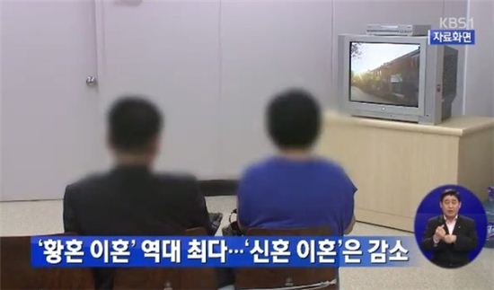 황혼 이혼 역대 최다 / KBS 뉴스 방송 캡처