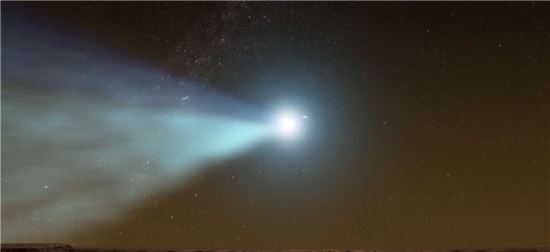 ▲화성 표면에서 보여지는 혜성의 이동 예상도.[사진제공=NASA]