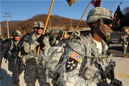 경기도 동두천시에 있는 미2사단 캠프 케이시(Casey) 주한미군 장병들