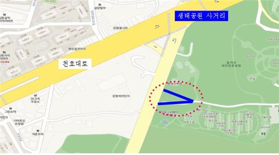 일자산 캠핑장·허브천문공원 옆 도로 확장