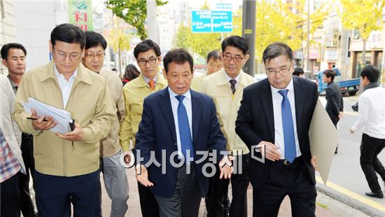 [포토]윤장현 광주시장, 월드컵경기장 주변 환경정비 현장답사