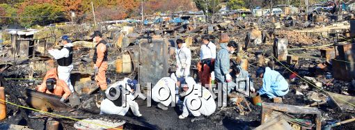 [포토]화재 감식 한창인 구룡마을  