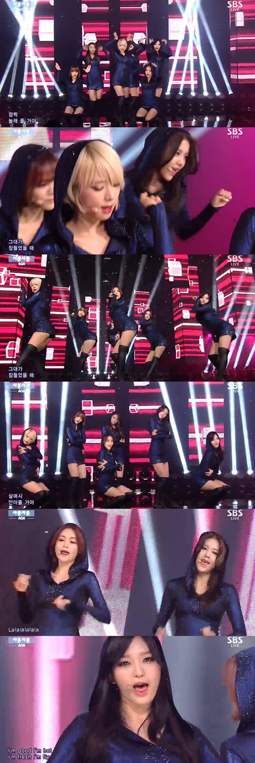 '인기가요' AOA, 부친상 민아 빈자리 꽉 채운 '요염 무대'