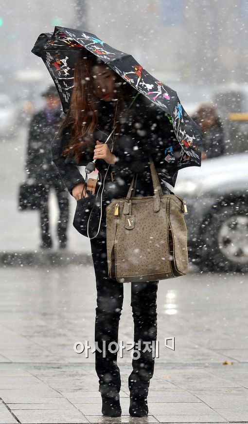[포토]'눈 맞으며...'