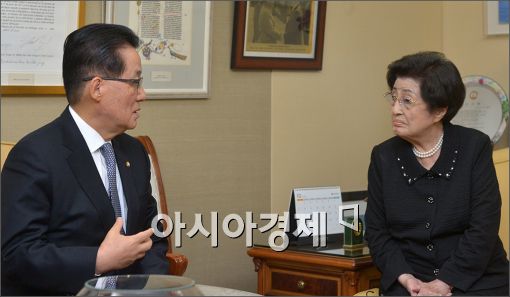 [포토]이희호 여사 예방하는 박지원 의원