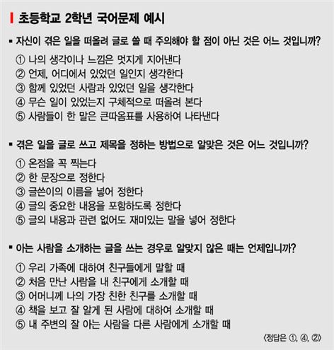 초등학교 2학년의 '난감한' 국어시험