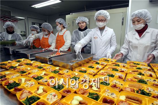 [포토]광주시 북구, 겨울방학 도시락제조업체 위생점검