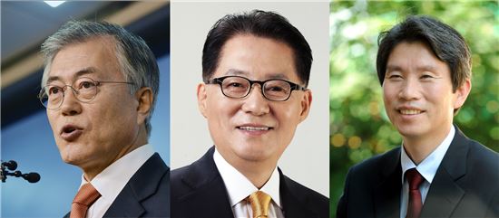 새정치민주연합 2·8 전국대의원대회 당 대표 출마 후보자. 사진 왼쪽부터 문재인, 박지원, 이인영 의원.