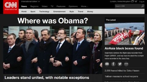 CNN 파리시위 보도 장면=CNN홈페이지 캡쳐
