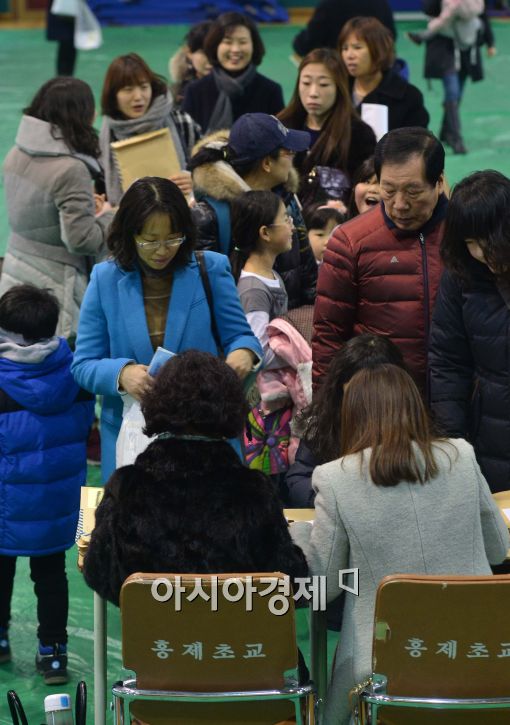 [포토]초등학교 예비소집일, 학교 찾은 학부모와 어린이들