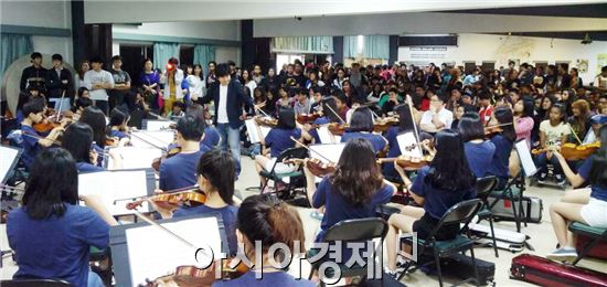 전라남도여수교육지원청(교육장 심경섭)은 10일부터 16일까지 미국 사이판시에서 70여명의 여수영재오케스트라단이 참여한 가운데 국제교류 및 음악캠프를 실시했다.
