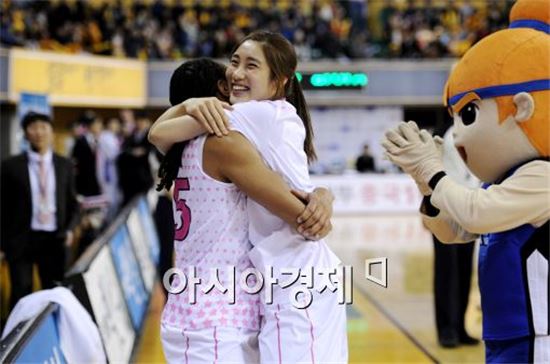 여자 프로농구 올스타전 남부선발 박하나(오른쪽)[사진=김현민 기자]