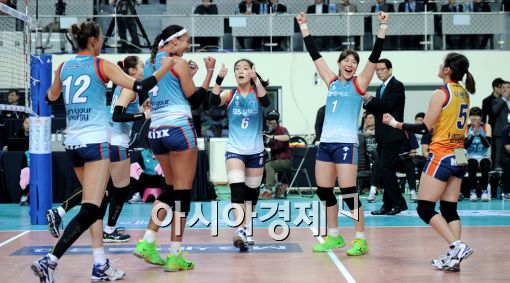 [포토]GS칼텍스, '개장경기 승리 가는거야!'