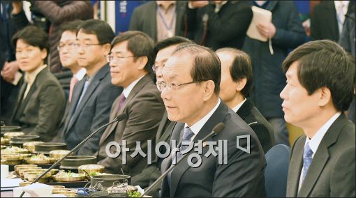 [포토]교육부 당정협의회 참석한 황우여 장관