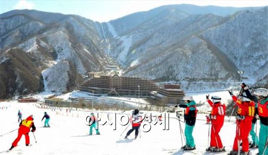 마식령 스키장에서 스키를 타는 스키어들(자료 사진=아시아경제 DB)