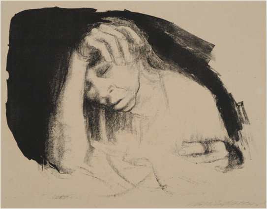 가내노동, 1925년, 석판, 34.3 x 42.7cm, 일본 오키나와 사키마 미술관 소장