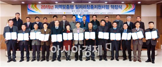 10일 목포고용센터에서 사업 수행기관 간 ‘지역맞춤형 일자리창출 지원사업 지원약정’협약식을 체결했다.