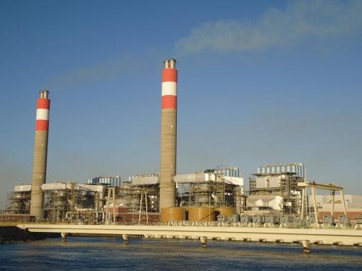오는 4월 준공 예정인 두산중공업 사우디아라비아 라빅2 화력발전소 전경.