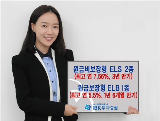 IBK투자證, 원금비보장형 ELS 2종·원금보장형 ELB 1종 공모