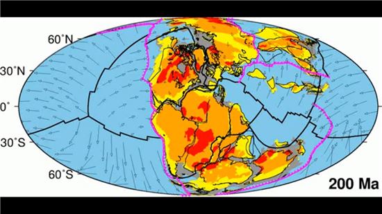 [과학을 읽다]2억년 동안 대륙 움직임 관측