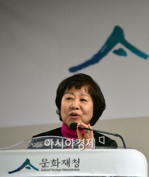 [포토]인사말하는 나선화 문화재청장 