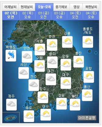 날씨예보. 사진출처=기상청 홈페이지